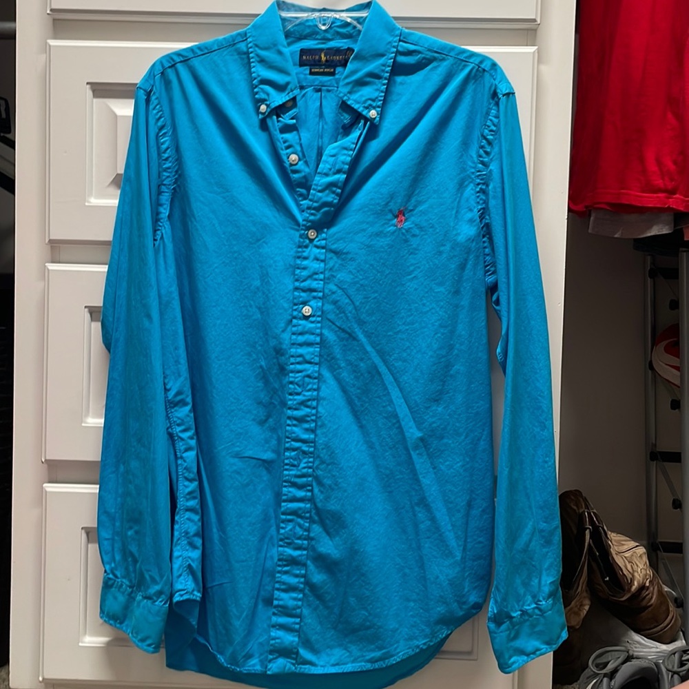 Long Sleeve Button Down Polo, Size Medium - image 1